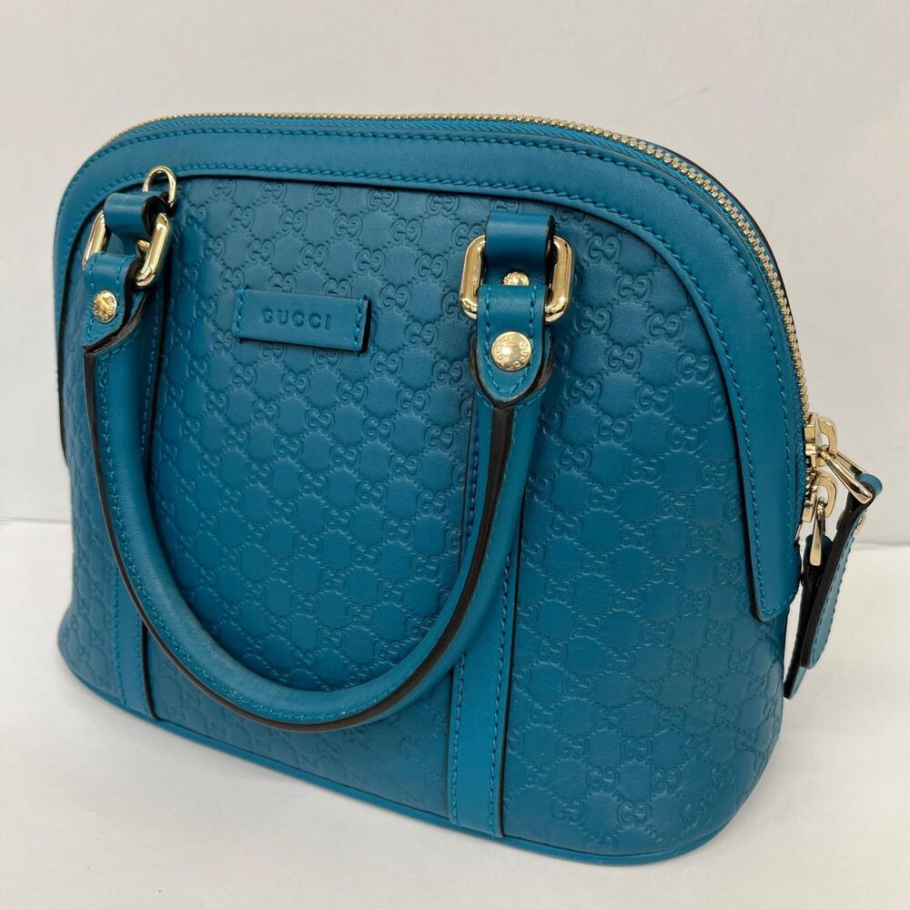 Gucci guccissima Dome Satchel teal blue embossed calfskin leather